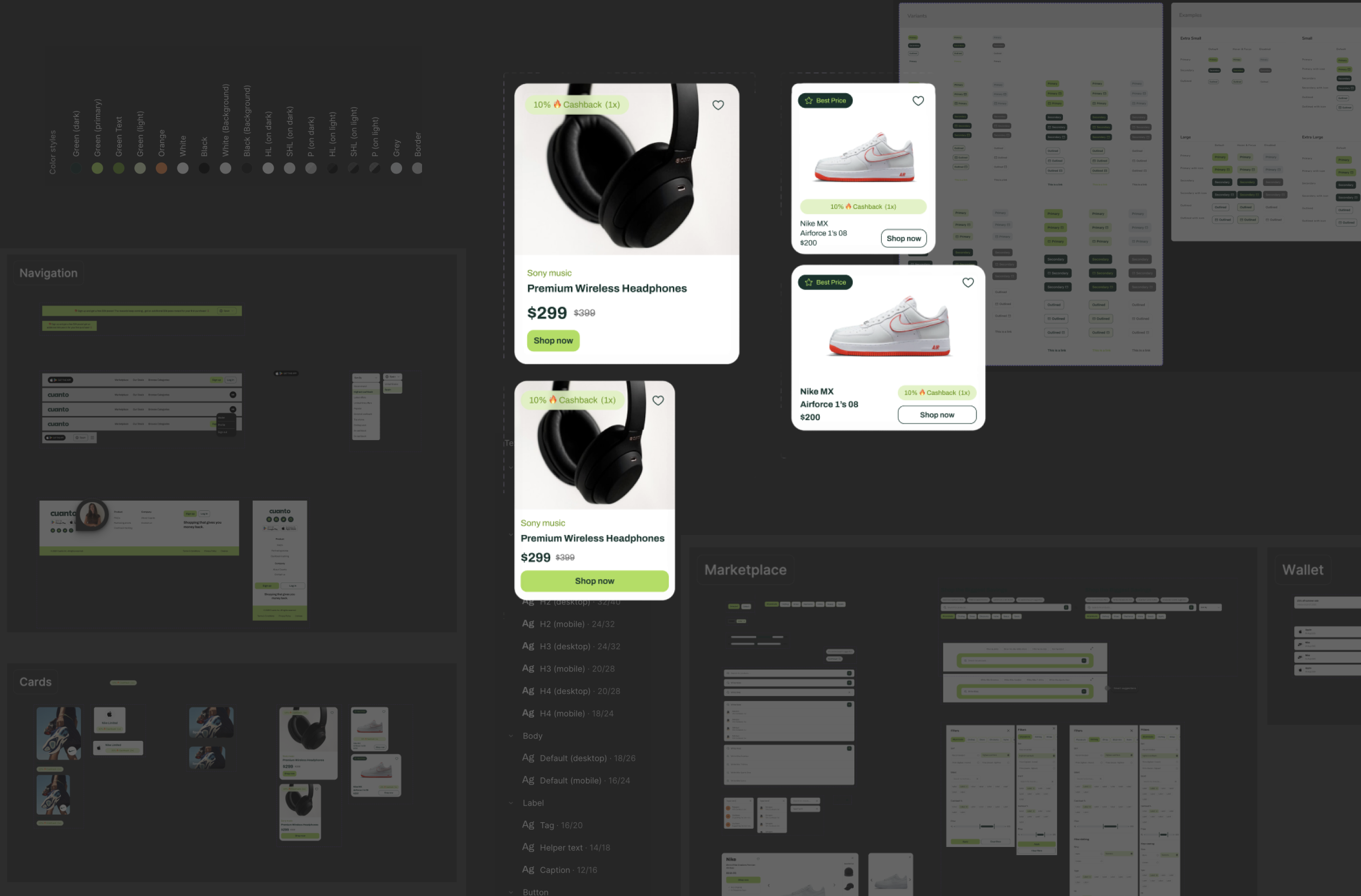 Cuanto Figma design system — tokens, components, patterns